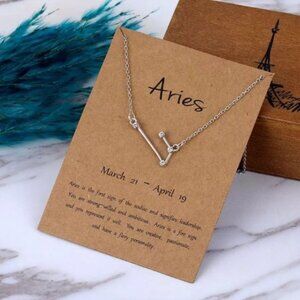 🎉 New Aries Zodiac Sign Silver Plated Necklace